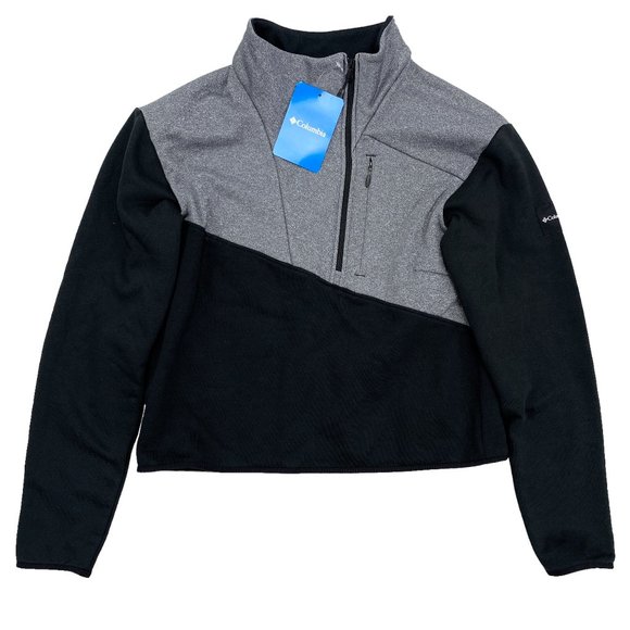 Columbia Sweaters - Columbia Lodge Hybrid Half Zip Pullover Black Grey